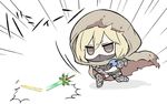  angeltype angry bangs belt blonde_hair blood bloody_clothes broken broken_sword broken_weapon brown_eyes cape chaos_ruler_(granblue_fantasy) chibi djeeta_(granblue_fantasy) face_mask granblue_fantasy hair_between_eyes hood mask red_legwear short_hair simple_background skull solo sword thighhighs throwing torn_cape torn_clothes weapon white_background 