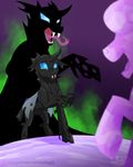  blue_eyes changeling fangs feral hooves horn inuhoshi-to-darkpen my_little_pony open_mouth shadow_self solo standing teeth thorax_(mlp) tognue 