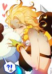  2girls bare_shoulders black-framed_eyewear blonde_hair blush breasts brown_hair closed_eyes closed_mouth coat cuddling embarrassed explosive fur-trimmed_jacket fur_coat fur_collar fur_trim genderswap genderswap_(mtf) glasses grenade hair_bun happy harness heart hug hug_from_behind jacket junkrat_(overwatch) long_hair medium_breasts mei_(overwatch) messy_hair multiple_girls overwatch parka short_hair simple_background smile speech_bubble spikes spoken_heart strap tire twitter_username upper_body white_background winter_clothes winter_coat 