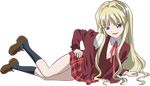  absurdres evangeline_a_k_mcdowell full_body highres long_hair mahou_sensei_negima! negativezero non-web_source plaid plaid_skirt skirt solo transparent_background vector_trace 