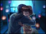  1girl clannad closed_eyes dango_daikazoku father_and_daughter hug mutsuki_(moonknives) okazaki_tomoya okazaki_ushio pajamas 