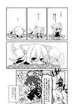  animal_ears cat_ears cat_girl cat_tail chibi comic greyscale highres kantai_collection kemonomimi_mode kikuzuki_(kantai_collection) mikazuki_(kantai_collection) monochrome multiple_girls nagasioo tail translated 