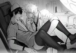  anal_fingering anus blush feiqiuxuan fingering gintama greyscale hat hijikata_toushirou hot labcoat male_focus monochrome multiple_boys nurse nurse_cap sakata_gintoki stethoscope sweat thighhighs yaoi 