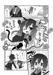  animal_ears cat_ears cat_girl cat_tail chibi comic greyscale highres kantai_collection kemonomimi_mode kisaragi_(kantai_collection) monochrome multiple_girls mutsuki_(kantai_collection) nagasioo tail translated 