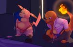  bulge charmander clothing duo ero_(character) eroborus fan_character hadou male male/male necktie nintendo penis pikachu pok&eacute;mon underwear undressing video_games 