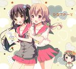  :d :o back_cover bangs black_hair blush book bow bowtie braid brown_hair commentary_request copyright_name cover flower french_braid hair_bobbles hair_flower hair_ornament hairband heart hinako_note holding holding_book jitome kuroyanagi_ruriko long_hair low-tied_long_hair march-bunny miniskirt multiple_girls nakajima_yua neck_ribbon one_side_up open_mouth pleated_skirt pointing polka_dot puffy_short_sleeves puffy_sleeves purple_eyes red_bow red_eyes red_neckwear red_skirt ribbon sakuragi_hinako school_uniform scrunchie serafuku short_hair short_sleeves skirt smile swept_bangs treble_clef yellow_eyes 