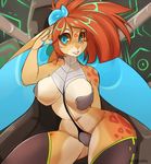  anthro big_breasts breasts clothing female geekidog hair hybrid lagomorph legwear looking_at_viewer mammal navel rabbit reptile scalie smile solo teeth thick_thighs thigh_highs turtle wide_hips 