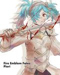  armor blood blue_hair bow character_name copyright_name fire_emblem fire_emblem_if gauntlets gloves hair_over_one_eye hairband long_hair multicolored_hair pieri_(fire_emblem_if) pink_hair red_hair simple_background solo sword tico twintails two-tone_hair upper_body weapon white_background 