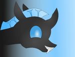  blue_eyes changeling fan_character fangs fin happy horn invalid_tag male my_little_pony psychicpie simple_background steel_crescent 