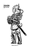  &aacute;str&iacute;&eth;r armor bubble_gum canine eno female latchkey_kingdom mammal melee_weapon monochrome p5ych solo sword weapon yuman 