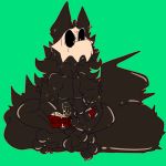 2018 3_toes 4_fingers after_masturbation anthro balls biped black_fur canine changed_(video_game) claws cum cum_on_object cum_on_penis digital_drawing_(artwork) digital_media_(artwork) fur goo_creature green_background humanoid_penis looking_at_viewer male mammal mask monster penis portrait puro_(changed) rubber simple_background slime solo stompf toes toony vein veiny_penis wolf 