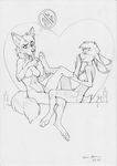  4_toes 5_fingers anthro black_and_white breasts candle canine duo eyebrows eyelashes eyes_closed featureless_breasts female female/female fluffy fluffy_tail foot_fetish fox fur grey_nose hair lagomorph licking mammal midriff monochrome navel nude rabbit simple_background sitting sketch slim toes tongue tongue_out white_background wide_hips wolfy-nail 