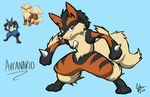  3_fingers 3_toes arcanine digitigrade fangs fusion gabrianne lucario nintendo pok&eacute;mon red_eyes spikes stripes toes video_games 