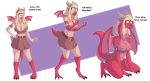  2018 alpha_channel amulet anthro big_breasts blonde_hair blue_eyes breast_expansion breasts claws clothed clothing dialogue dragon female growth hair horn human human_to_anthro mammal navel nipples open_mouth sequence simple_background skirt solo spikes standing surprise topless transformation unidentified-tf wings 