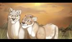  ambiguous_gender duo feline feral fur lion mammal outside smile terryburrs 