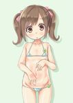  bad_id bad_pixiv_id bikini blush bow brown_eyes brown_hair flat_chest groin hair_bow kago_no_tori kamisama_minarai:_himitsu_no_cocotama micro_bikini navel sketch solo standing swimsuit twintails white_bikini yotsuba_kokoro 