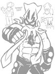  5_fingers anthro big_muscles black_and_white cephalopod clothed clothing cute digital_drawing_(artwork) digital_media_(artwork) fighting_stance fist footwear front_view glare gloves hair hand_behind_back hero huge_muscles humboldt_(plain_white) humboldt_squid leather leather_gloves leather_pants line_art long_hair looking_at_viewer male marine markings monochrome muscular muscular_male noseless pants pecs plainwhite pose scales scalie shirt shoes simple_background solo squid standing superhero symbol tentacle_hair tentacles toony topless transformation waving white_background 