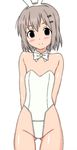  1girl blush breasts bunnysuit pussy shiraki_(the_perfect_world) small_breasts smile solo white_hair yama_no_susume yukimura_aoi 