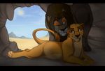  cave duo feline female feral fur lion male mammal one_eye_closed pregnant smile terryburrs 
