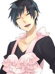  &amp;hat;_&amp;hat; apron black_hair durarara!! happy orihara_izaya short_hair 