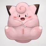  clefairy female looking_at_viewer nintendo open_mouth pok&eacute;mon pussy smile solo spread_legs spreading video_games youjomodoki 
