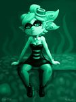  beauty_mark breasts cleavage clothed clothing dress ear_piercing female footwear gloves hair half-closed_eyes hat inkling looking_at_viewer marie_(splatoon) mataknight nintendo outta_sync piercing restricted_palette shoes splatoon tentacle_hair tentacles video_games 