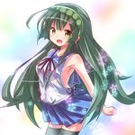  green_hair green_hairband hairband long_hair open_mouth ryogo skirt smile solo thighhighs touhoku_zunko very_long_hair vocaloid voiceroid 