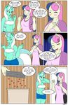  2016 anthro anthrofied apron blush bonbon_(mlp) breasts candy clothed clothing comic dekomaru dialogue duo earth_pony english_text equine female food friendship_is_magic fur green_fur green_hair hair horn horse lyra_heartstrings_(mlp) mammal my_little_pony pony tan_fur text thehotroom unicorn unicorn_horn 