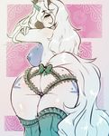  2016 areola avante92 black_fur blue_eyes blue_fur blush bow breasts butt clothing cutie_mark equine female fur hair horn legwear lingerie looking_at_viewer looking_back mammal multicolored_fur my_little_pony nipples panties ribbons solo stockings two_tone_fur underwear unicorn white_hair 