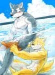  abs blush canine clothed clothing colored duo male male/male mammal muscular pants_down pantsing partially_clothed pecs penis pool_(disambiguation) royalsobatya 