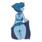  alien blue_hair blue_skin blushmallet butt cartoon_network clothing female gem gem_(species) hair lapis_lazuli_(steven_universe) looking_at_viewer looking_back not_furry presenting presenting_hindquarters smile solo steven_universe 