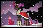  armor bared_teeth black_hair clothed clothing day equine feral friendship_is_magic fur grey_fur hair horn king_sombra_(mlp) male mammal my_little_pony outside red_eyes smoke_hair snow snowing solo standing teeth unicorn wandrevieira1994 