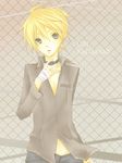  bandage blonde_hair green_eyes jacket kagamine_len vocaloid 