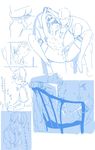  2girls admiral_(kantai_collection) bdsm blue bondage bound bound_legs bound_wrists comic fingering hetero highres houshou_(kantai_collection) kaga_(kantai_collection) kantai_collection monochrome multiple_girls norakura_(nr_kura) nude side_ponytail sketch spread_legs 