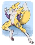  anthro areola breasts digimon female looking_at_viewer nipples nude pussy renamon rotarr smile solo thick_thighs 