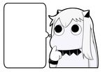  1girl bangs black_eyes commentary exploitable finger_to_mouth greyscale hair_between_eyes horns kantai_collection long_hair looking_up mittens monochrome moomin muppo northern_ocean_hime sazanami_konami shinkaisei-kan simple_background solo thinking thought_bubble white_background 