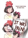  1girl artist_request asdfmovie beanie black_hair comic english face_punch female_protagonist_(pokemon_sm) hat in_the_face pokemon pokemon_(game) pokemon_sm punching pyukumuku white_background 