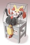  after_sex anus balls blush bound braixen butt canine cum cum_in_ass cum_inside display_case enryo erection feral fox fur male mammal nintendo open_mouth penis pok&eacute;mon public_use restrained simple_background solo tail_bondage tapering_penis trapped video_games 