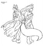  anthro clothed clothing duo feline female hand_holding male male/female mammal monochrome natysanime simple_background standing white_background 
