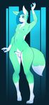  canine erection fur girly green_fur green_hair hair hear_(artist) mammal nipples nude penis purple_eyes small_penis solo wave 