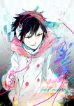  black durarara!! hair headphones jacket male_focus orihara_izaya red_eyes short_hair smile 