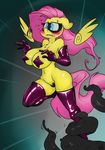  2016 absurd_res anthro anthrofied armpits atryl blush boots breasts clothing edit equine female fluttershy_(mlp) footwear friendship_is_magic gloves hi_res imminent_rape mammal mask mrponeswildride my_little_pony nipple_bulge pasties pegasus solo tentacles wings 