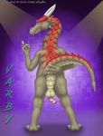  2016 4_fingers anus balls come_here dragon drake_wingfire fangs horn inviting long_neck male penis presenting raised_tail scalie sharp_teeth slightly_chubby solo teeth varby yellow_eyes yellow_sclera 