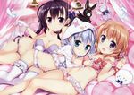  :d absurdres alternate_hairstyle animal_ears animal_hood anko_(gochiusa) bangs bare_shoulders bed black_hair blue_bra blue_eyes blue_panties blush blush_stickers bow bow_bra bow_panties bowtie bra braid breasts bustier canopy_bed choker circle_name cleavage collarbone crease crown curtains fake_animal_ears frilled_bra frilled_panties frills fujima_takuya garters gloves gochuumon_wa_usagi_desu_ka? groin hair_ornament hair_over_shoulder hair_ribbon hairclip highres hips holding_hands hood hoodie hoto_cocoa indoors interlocked_fingers kafuu_chino light_smile lingerie long_hair looking_at_viewer lying multiple_girls navel on_back on_bed on_side open_mouth orange_eyes orange_hair panties parted_lips phone pillow pink_bra pink_panties plaid polka_dot polka_dot_bra polka_dot_panties purple_eyes reclining ribbon rotary_phone scan short_hair side-tie_panties sideboob sidelocks silver_hair small_breasts smile strap_slip strapless stuffed_animal stuffed_bunny stuffed_toy tedeza_rize thigh_gap thighhighs tippy_(gochiusa) transparent twin_braids underwear underwear_only white_bra white_gloves white_legwear white_panties wild_geese window wings wrist_ribbon x_hair_ornament 