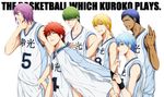  akashi_seijuurou aomine_daiki basketball_uniform blonde_hair blue_eyes blue_hair dark_skin dark_skinned_male glasses green_eyes green_hair inu_(91556) kise_ryouta kuroko_no_basuke kuroko_tetsuya midorima_shintarou multiple_boys murasakibara_atsushi purple_hair red_eyes red_hair smirk sportswear yellow_eyes 