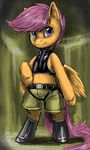  anthro aphexangel clothed clothing equine feathered_wings feathers female friendship_is_magic hair hooves looking_at_viewer mammal my_little_pony pegasus purple_eyes purple_hair scootaloo_(mlp) solo standing wings 