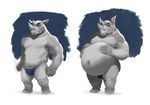  belly horn male mammal musclegut muscular muscular_male pecs rhinoceros simple_background smile solo 