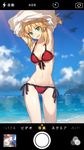  armpits arms_up beach bikini blonde_hair blush breasts chocoan fate/apocrypha fate/extra fate/grand_order fate_(series) front-tie_top green_eyes hat looking_at_viewer mordred_(fate)_(all) mordred_(swimsuit_rider)_(fate) navel ocean open_mouth phone_screen ponytail red_bikini side-tie_bikini small_breasts smile standing swimsuit tamamo_(fate)_(all) tamamo_no_mae_(fate) tamamo_no_mae_(swimsuit_lancer)_(fate) undressing 
