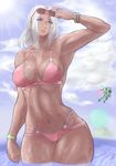  bikini breasts large_breasts toned uya_(yurukah) white_hair wide_hips 