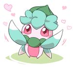  blush fomantis gen_7_pokemon heart no_humans pokemon pokemon_(creature) red_eyes simple_background solo white_background 